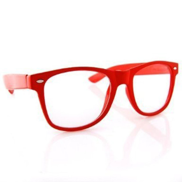 Clear Glasses Iconic 80's Style Red Adult Size 12 PACK