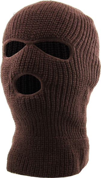 Three Hole Knit Ski Mask  - BROWN 3061B 12 PACK