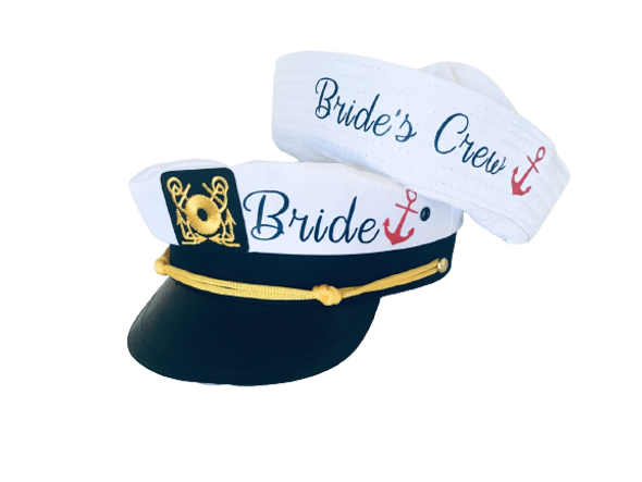 Captain's Hat Personalized | Sailor Bachelorette Hat  | Sailor Customize | Set Adult Size 22.5" Standard