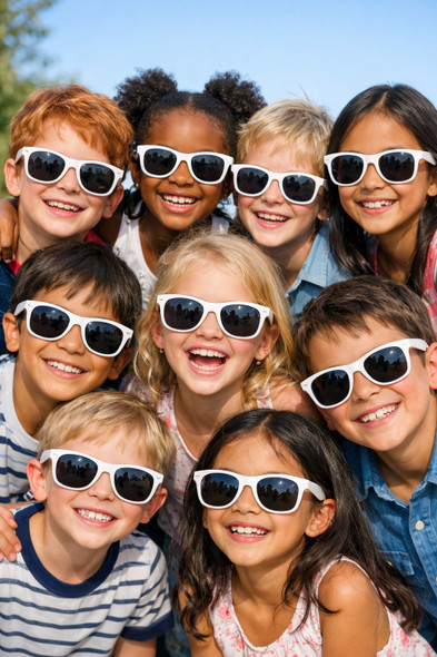Kids Sunglasses White Iconic 80's Sunglasses | 100% UV 400 12 PACK 13004