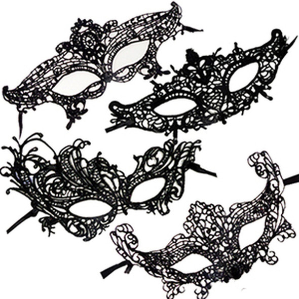  12 PACK Mardi Gras Venetian Black Mask Die Cut 1847JO