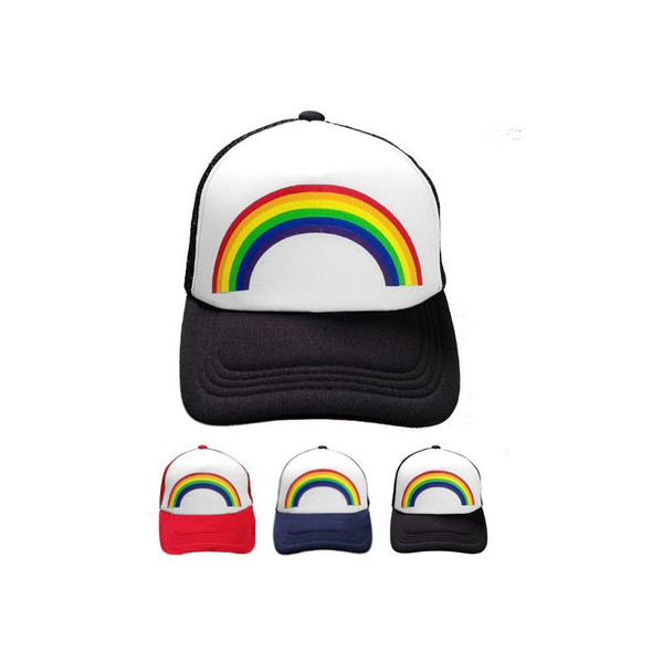 12 PACK Rainbow Trucker Caps Adjustable 1457RAIN