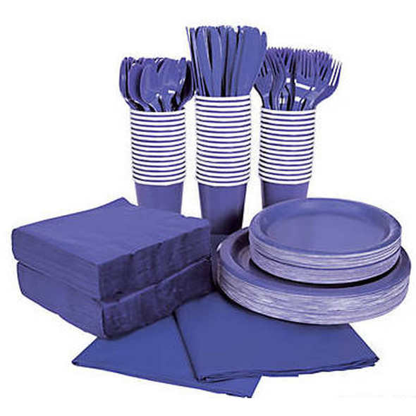 Purple Tableware Party COMPLETE Pack for 48 | 386816