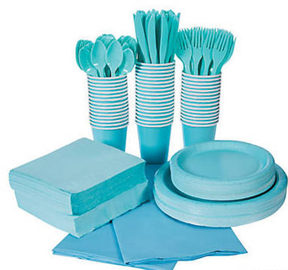 Light Blue Tableware Party COMPLETE Pack for 48 | 386818