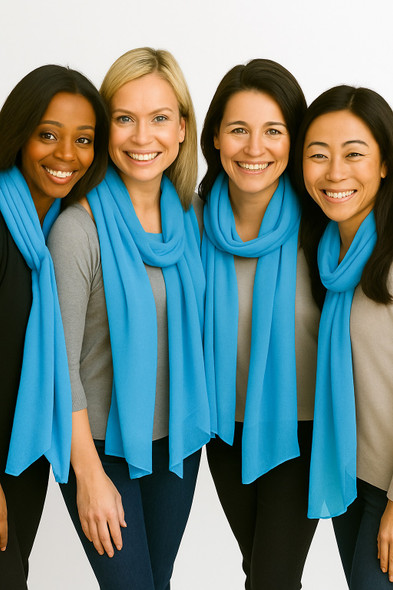 Light Blue Long Sheer Chiffon Scarf 12 PACK  21" x 60" 2134TU