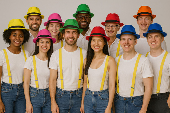 12 PACK Mix Colors Cotton Fedora Hats WS1313MX Adult Size