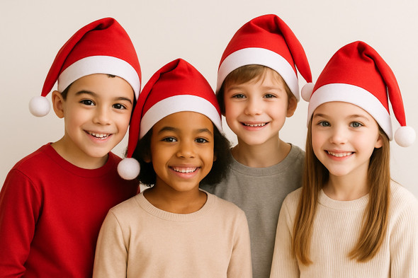 Polyester Felt Santa Hat Child Red 12 PACK 1512DZ