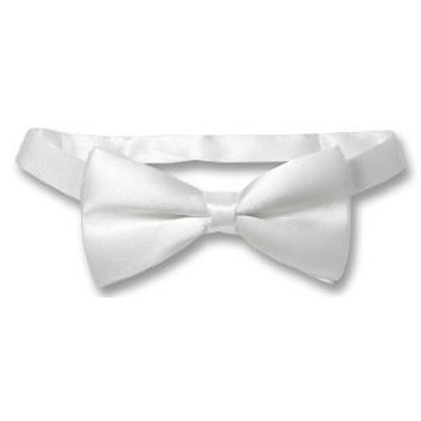 Kids Satin Bow Tie White  6836CH