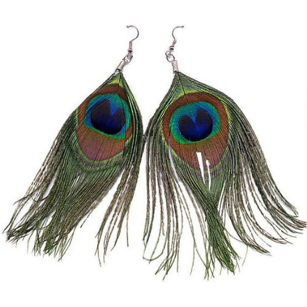  12 PACK  Peacock Feather Earrings 6535