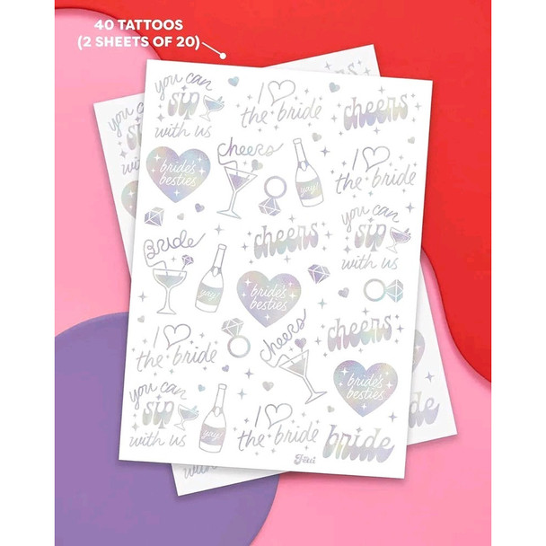 Cheers Bachelorette Temporary Tattoos - 40 Iridescent Styles