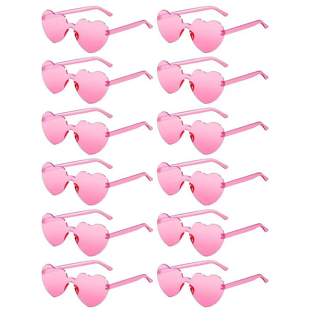 12 Pairs Heart Shaped Sunglasses for Women Colorful Glasses Fun Trendy Transparent