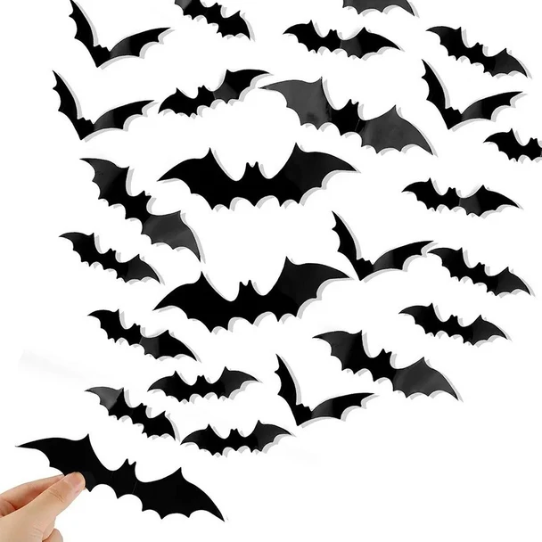 Bats Wall Decor, 120 Pcs 3D Bat Halloween Decoration Stickers for Home