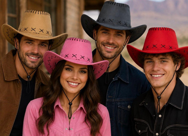 Straw Cowboy Hats Stitched Bulk Mix Colors | Adult1480CO UNISEX 22.5' Standard 
