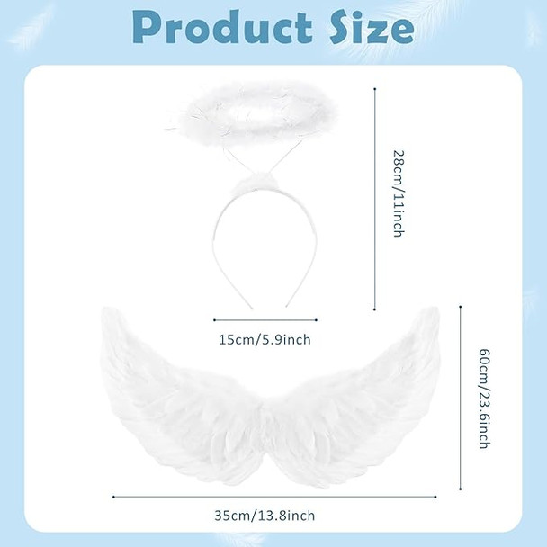 12 PACK White Feather Angel Wings Adult and 12 Halos 4455 12 PACK White Feather Angel Wings Adult and 12 Halos 4455