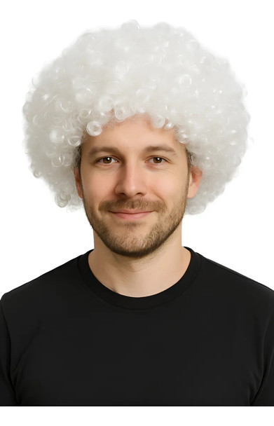 White Afro Wig 6016
