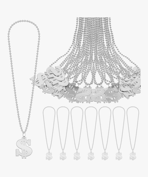 Silver Jumbo Dollar Sign Necklace Hip Hop Costume Chain Party Accessory 6552