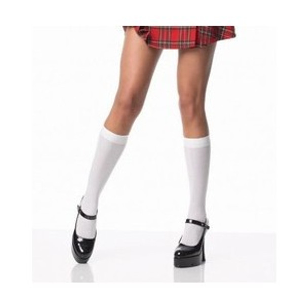 White Opaque Knee Highs 8103