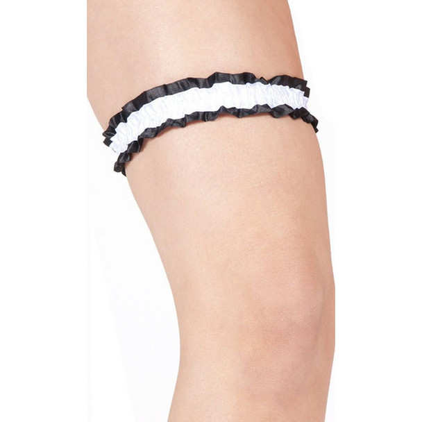 Black and White Striped Satin Garter 8192