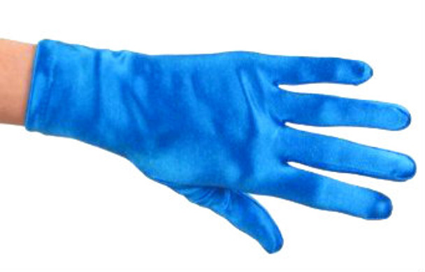 Royal Blue Short Satin Gloves 1208