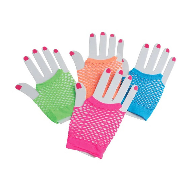 80's Short Fishnet Gloves Mixed Colors Minimum 12 PCS PAIR- 1235