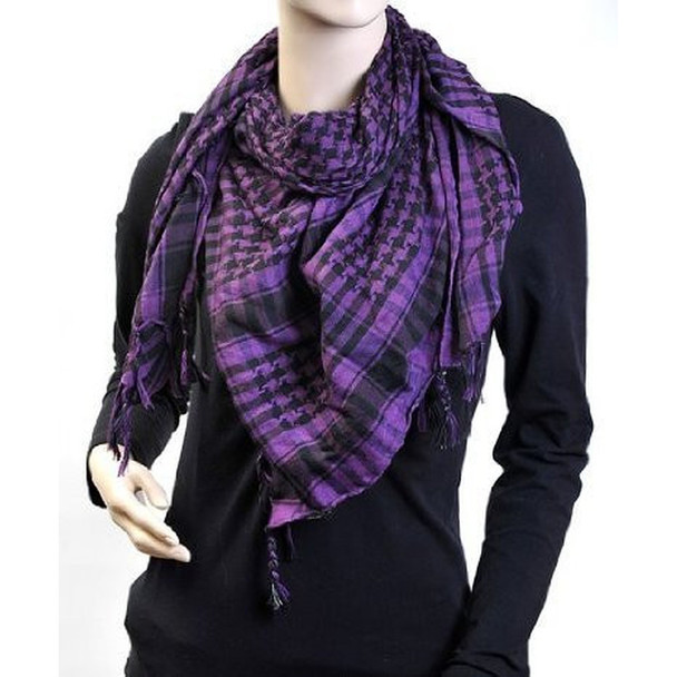 Black And Purple Arab Shemagh Houndstooth Scarf WS2078D