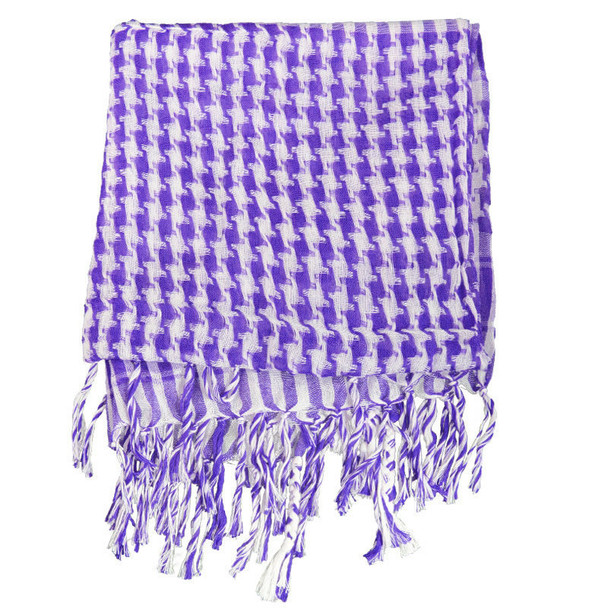 White And Purple Arab Shemagh Houndstooth Scarf 2079