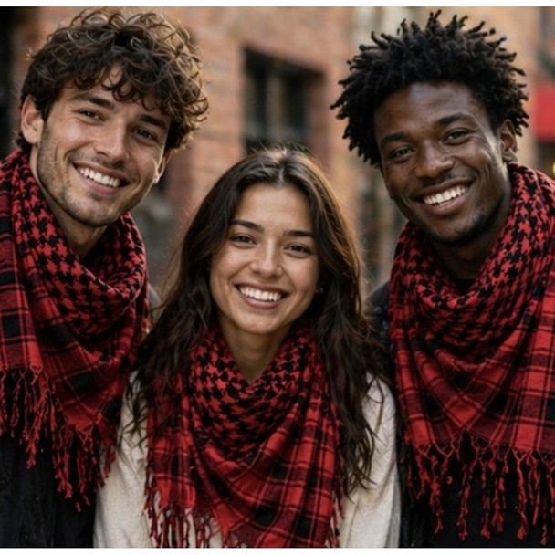 Black And Red Arab Shemagh Houndstooth Scarf 2080