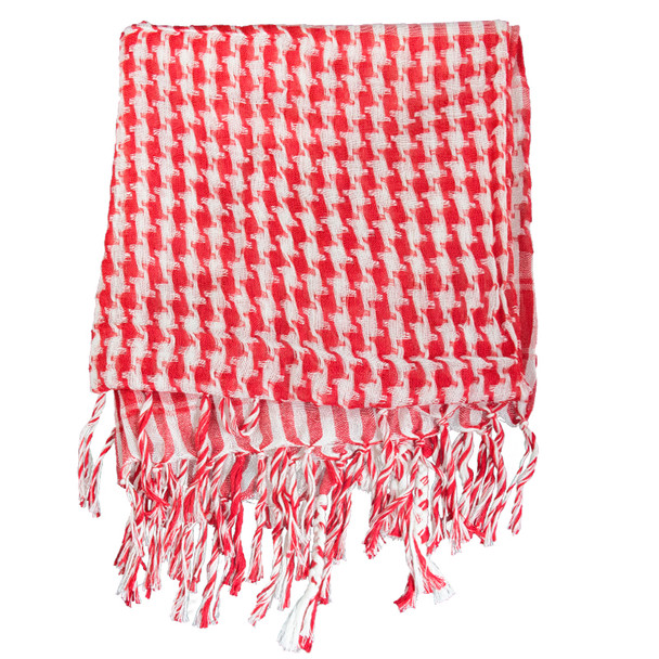 White And Red Arab Shemagh Houndstooth Scarf 2081