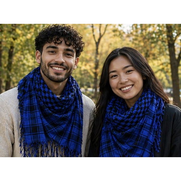 Black And Royal Blue Arab Shemagh Houndstooth Scarf 2082