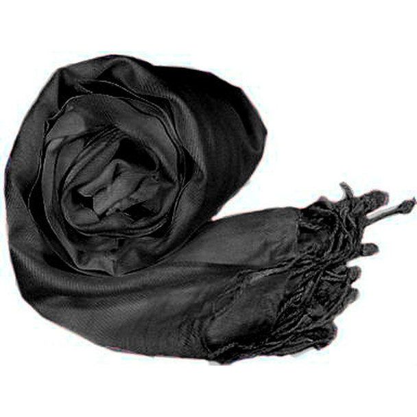 Black Pashmina Scarf  Shawl 100% Fine Wool Mix 20+ Colors 28" x 78" 2100
