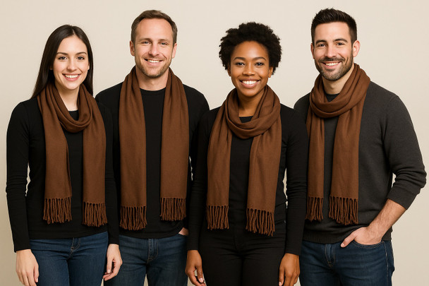 Brown Pashmina Scarf Shawl MATERIAL Fine Wool Mix 12 PACK  28" x 78" 2101