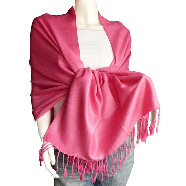 Hot Pink Pashmina Scarf Shawl 100% Fine Wool Mix  20+ Colors  28" x 78" 2104