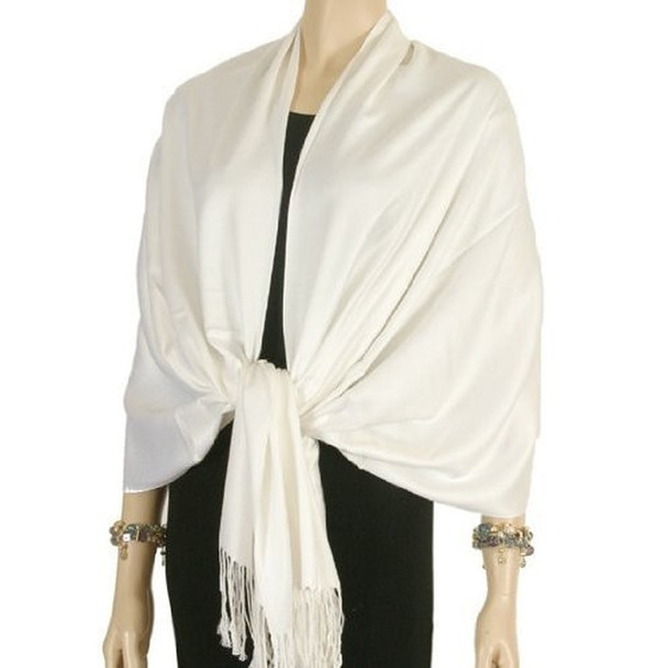 Ivory Pashmina Scarf Shawl 100% Fine Wool Mix 20+ Colors  28" x 78" 2105