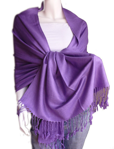 Purple Pashmina Shawl 100% Fine Wool Mix  12 PACK 2110