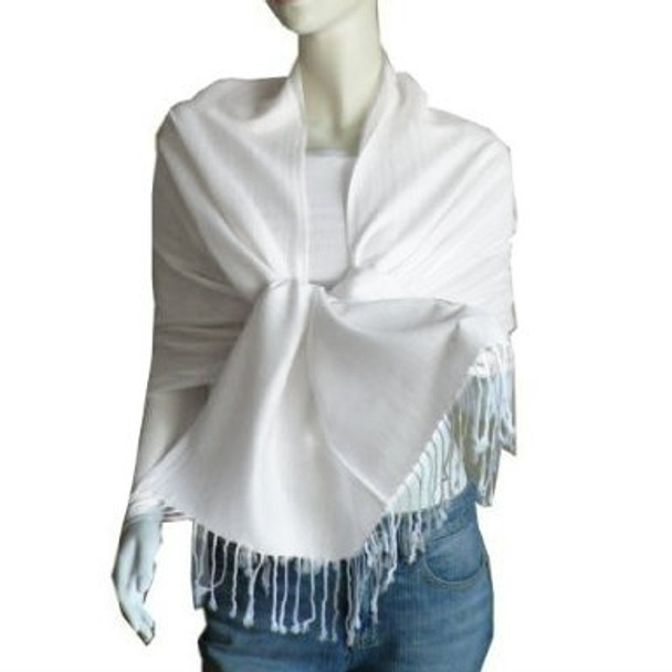 White Pashmina Scarf Shawl 100% Fine Wool Mix 12 PACK  28" x 78" 2116