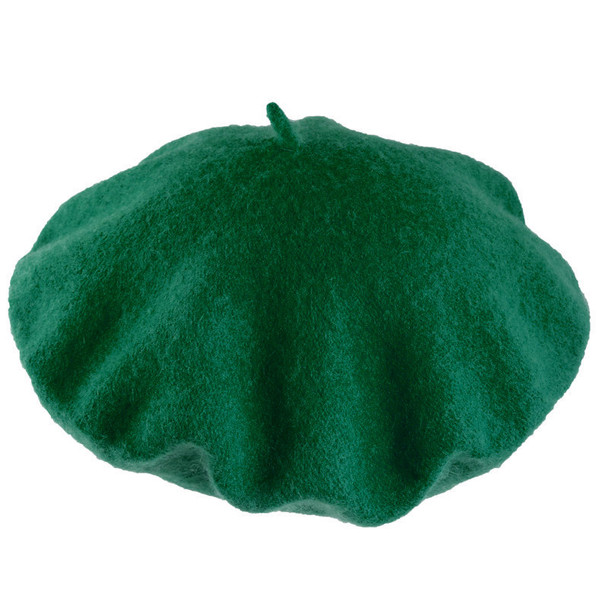 Green Wool Beret Artist Hat 22.5" Standard Adult Size 1360