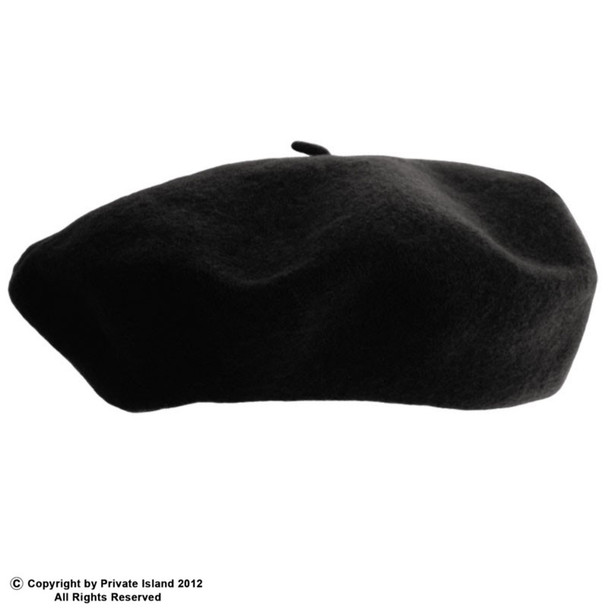 Black Beret French Beret Artist Hat Wool  22.5" 1361