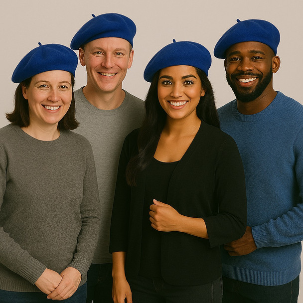 Royal Blue Beret Wool 22.5" Standard Adult Size 1371