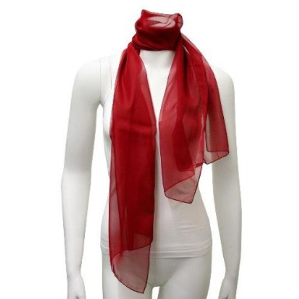 Red Long Sheer Chiffon Scarf  21" x 60"  2133