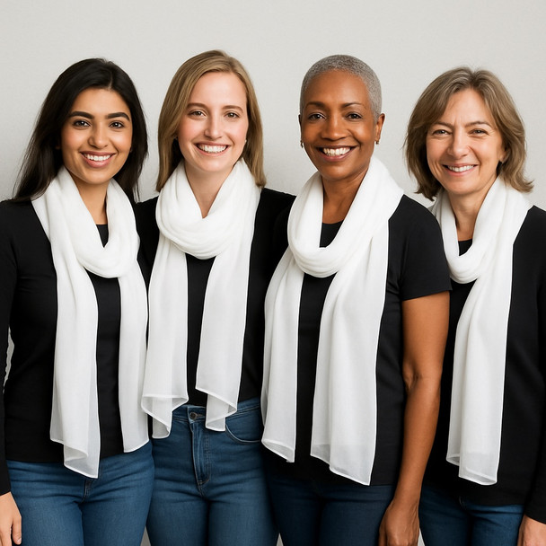 White Long Sheer Elegant Chiffon Scarf Wrap 21" x 60" 2135