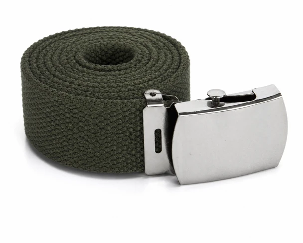 Military Belt Canvas Adjustable Olive Green Adjusts to 44-46" Size 2215