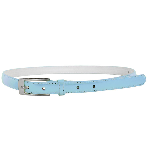 Light Blue Skinny Belt with Rectangle 