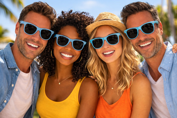 Neon Blue Light Blue Sunglasses  | Iconic 80's Style | Adult Size 1057