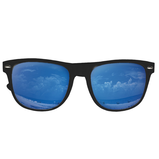 Blue Mirror Lens Iconic 80's Adult Style Sunglasses - Black 1065