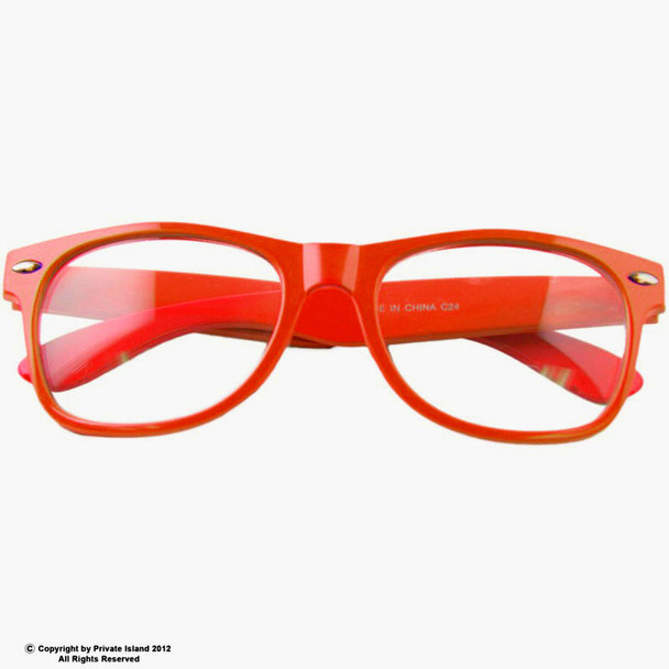 Clear Red Glasses | 12 PACK Iconic 80's Style | Adult Size 1085