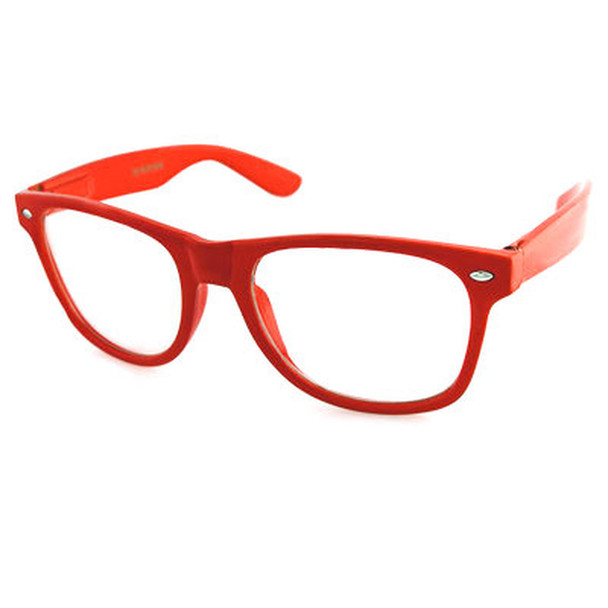 Clear Red Glasses | 12 PACK Iconic 80's Style | Adult Size 1085