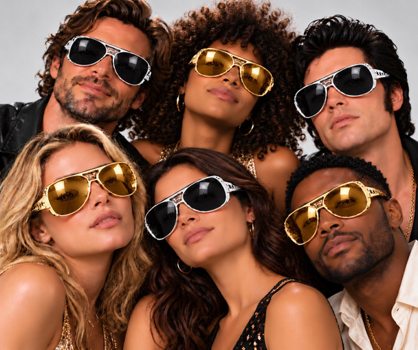 Elvis Sunglasses Bulk Silver & Gold  | Black Lens 1136