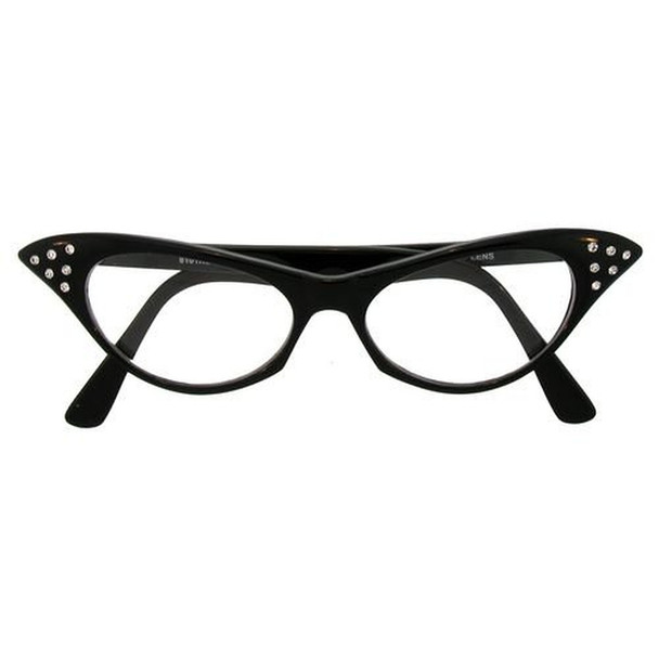 Black Rhinestone Cat Eye Glasses 1189