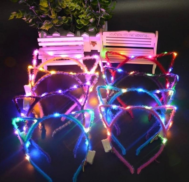 10 PACK LED Cat Ear Headbands Mix Colors 7100A