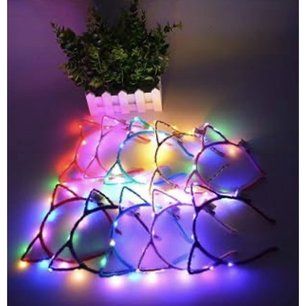 10 PACK LED Cat Ear Headbands Mix Colors 7100A